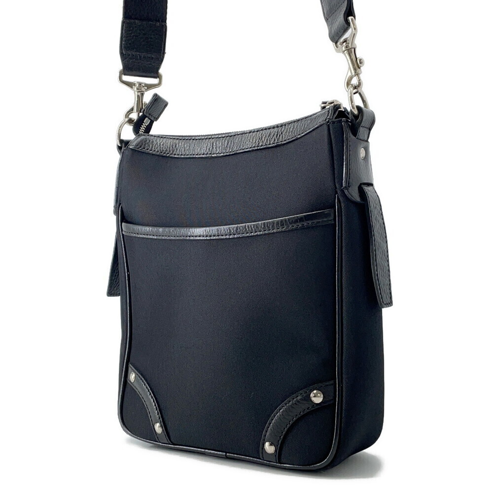 Burberry Shoulder Bag Canvas Leather Black Checkered
